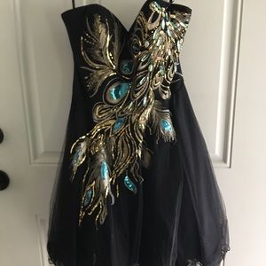 Black peacock dress